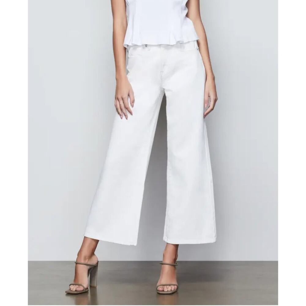 Good American Good Waist Palazzo Crop Pants Ecru 2/26